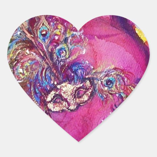 HET DERDE MASKER / Venetiaanse Masquerade Roze Har Hart Sticker (Voorkant)