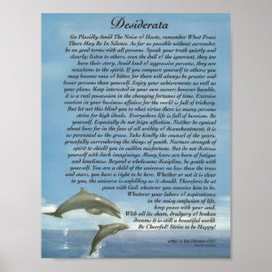 Het Desiderata-gedicht met het spelen van dolfijne Poster