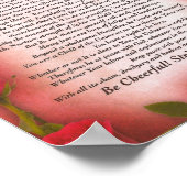 Het Desiderata-gedicht met rode rozen voor mam Poster (Hoek)