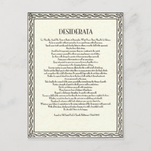 Het Desiderata-gedicht van Max Ehrmann Briefkaart