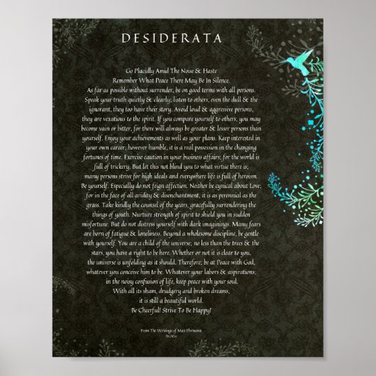 Het Desiderata-gedicht van Max Ehrmann Chalk Art Poster (Voorkant)