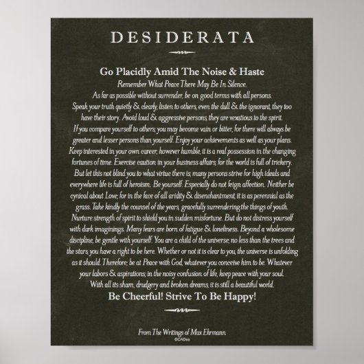 Het Desiderata-gedicht van Max Ehrmann Chalk Art Poster (Voorkant)