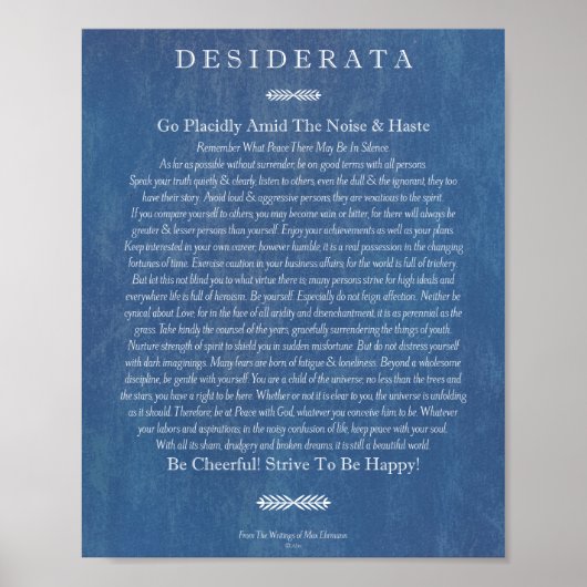Het Desiderata-gedicht van Max Ehrmann Denim Art Poster (Voorkant)