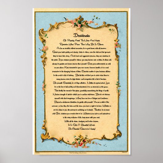 Het Desiderata-gedicht van Max Ehrmann Paris Brief Poster (Voorkant)