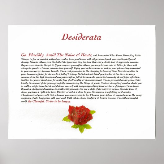 Het Desiderata-gedicht van Max Ehrmann Poster (Voorkant)