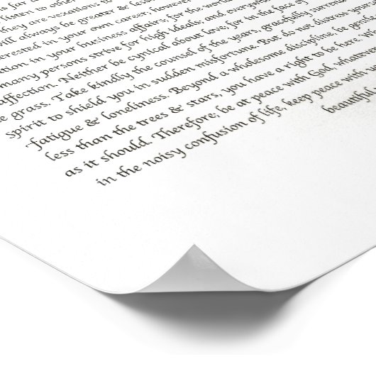 Het Desiderata-gedicht van Max Ehrmann Poster (Hoek)