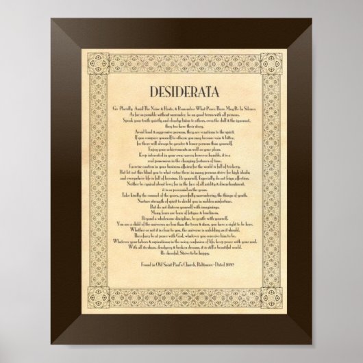 Het Desiderata-gedicht van Max Ehrmann Poster (Voorkant)