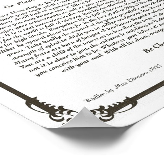 Het Desiderata-gedicht van Max Ehrmann Poster (Hoek)