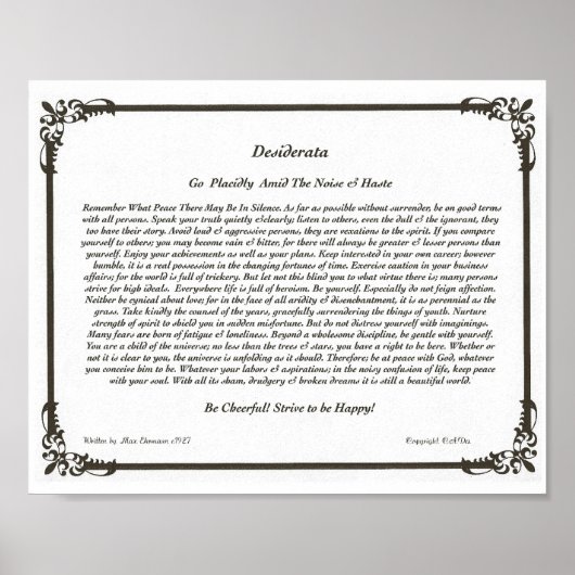 Het Desiderata-gedicht van Max Ehrmann Poster (Voorkant)