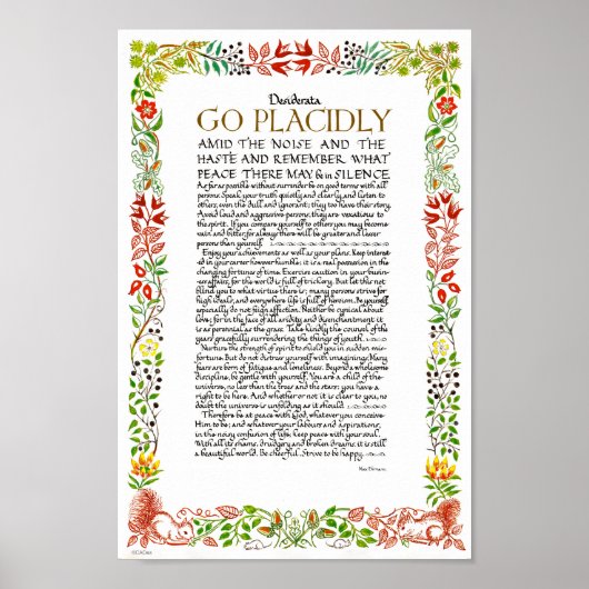 Het Desiderata-gedicht van Max Ehrmann Wildbloemen Poster (Voorkant)
