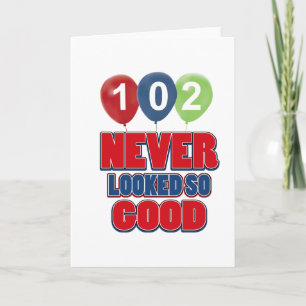 het design van de 102 éénjarigenverjaardag kaart