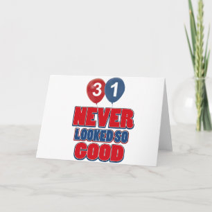 het design van de 31 éénjarigenverjaardag kaart