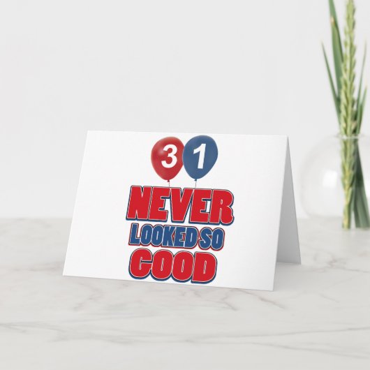 het design van de 31 éénjarigenverjaardag kaart (Voorkant)
