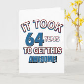 het design van de 64 éénjarigenverjaardag kaart (Gele Bloem)