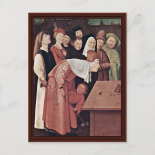 Het detail van de goochelaar. Door Hieronymus Bosc Briefkaart