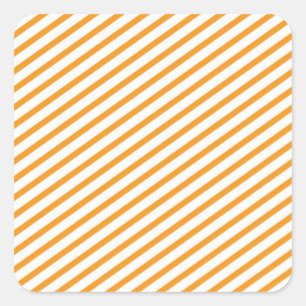 Het diagonale Oranje Patroon van de Streep Vierkante Sticker