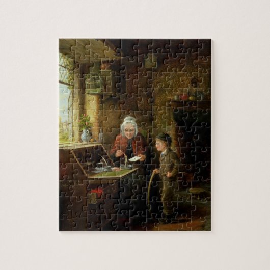 Het dichten van een Brief, 1890 (olie op paneel) Legpuzzel (Verticaal)