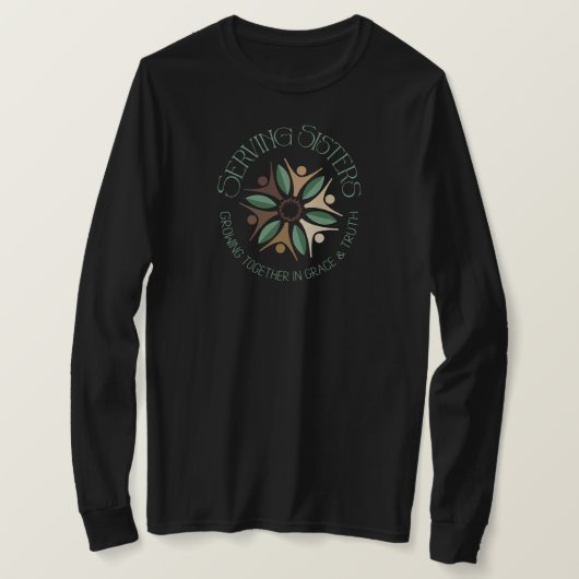 HET DIENEN ZISTERS LOGO ZWARTE LONG SLEEVE T-Shirt (Design voorkant)