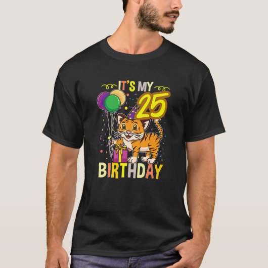 Het Dierenvriend van mijn 25e verjaardag tijger T-shirt (Voorkant)