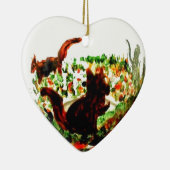 Het Dierlijke Art. van de Eekhoorns van de herfst Keramisch Ornament (Rechts)