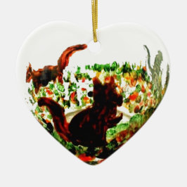 Het Dierlijke Art. van de Eekhoorns van de herfst Keramisch Ornament