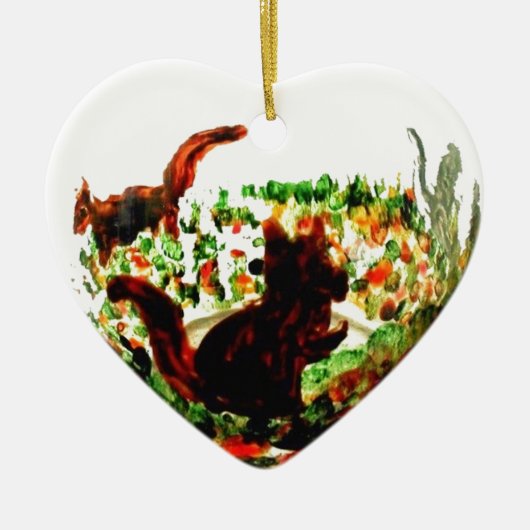 Het Dierlijke Art. van de Eekhoorns van de herfst Keramisch Ornament (Voorkant)