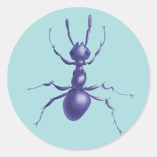 Het Digitale Art. van het paarse van de Mier Ronde Sticker (Voorkant)