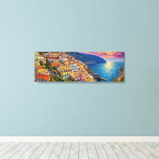 Het digitale schilderij van de Italiaanse Amalfiku Canvas Afdruk (Insitu (Houten vloer))