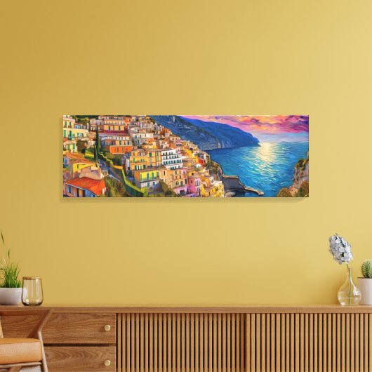 Het digitale schilderij van de Italiaanse Amalfiku Canvas Afdruk (Insitu (Woonkamer))