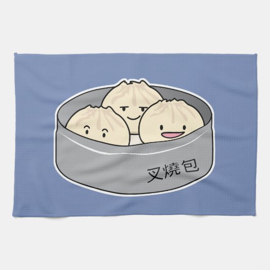 Het dim sum Chinees ontbijt gestoomd bbq van het Theedoek (Horizontaal)