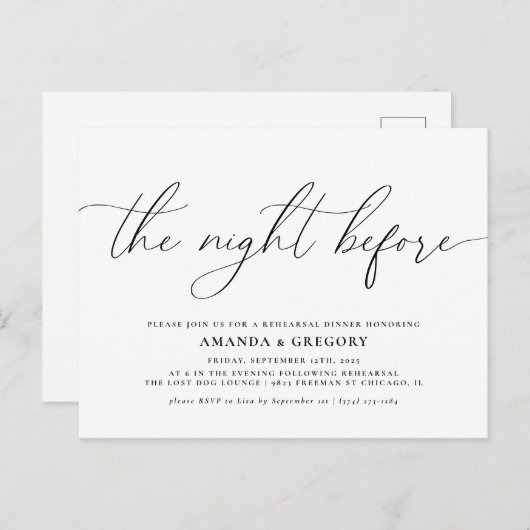 Het diner de avond voor de bruiloft briefkaart (Voorkant / Achterkant)