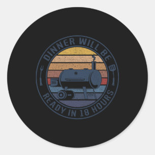 Het diner is binnen 18 uur klaar om BBQ vlees te r Ronde Sticker