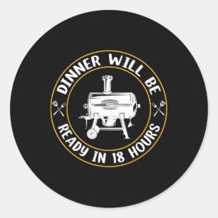 Het diner is binnen 18 uur klaar om BBQ vlees te r Ronde Sticker
