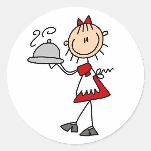 Het diner is geserveerd ronde sticker (Voorkant)