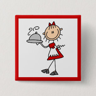Het diner is geserveerd vierkante button 5,1 cm
