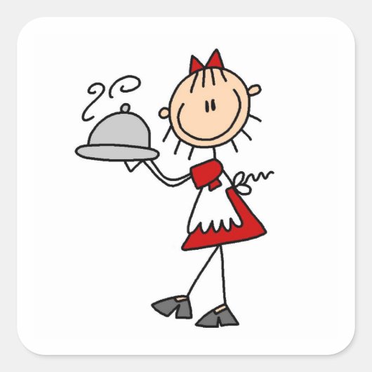Het diner is geserveerd vierkante sticker (Voorkant)