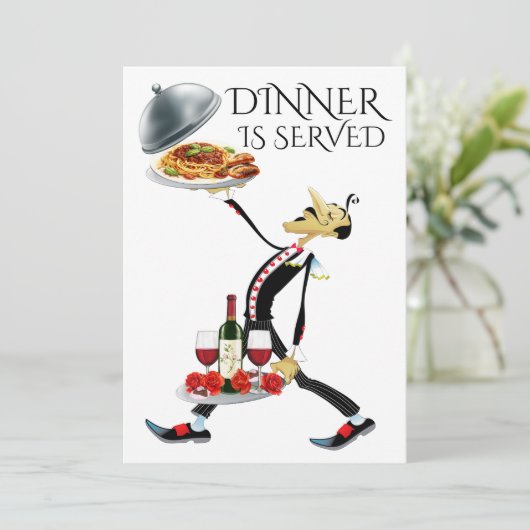 Het DINER is OPGEDIEND Kaart (Staand voorkant)