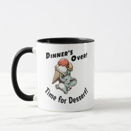 Het Diner Is Voorbij. Tijd Voor Dessert Mok