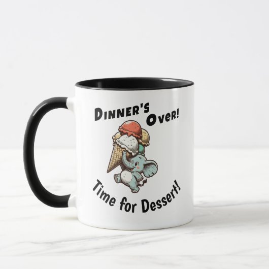 Het Diner Is Voorbij. Tijd Voor Dessert Mok (Links)