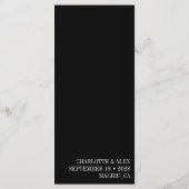 Het diner Unieke Zwart Wit Typografie Bruiloft Menu (Achterkant)