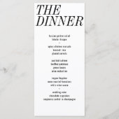 Het diner Unieke Zwart Wit Typografie Bruiloft Menu (Voorkant)