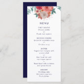 Het diner van de bruiloft is blauw programmakaart (Voorkant / Achterkant)