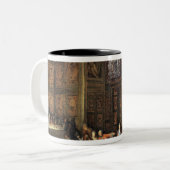 Het diner van de Conti-prins in de tempel Tweekleurige Koffiemok (Voorkant links)