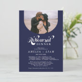 Het diner van de het manuscriptfoto navy blue repe kaart (Staand voorkant)