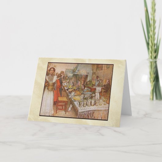 Het Diner van de Kerstavond van Carl Larsson Feestdagen Kaart (Voorkant)