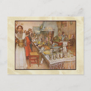 Het Diner van de Kerstavond van Carl Larsson Feestdagenkaart
