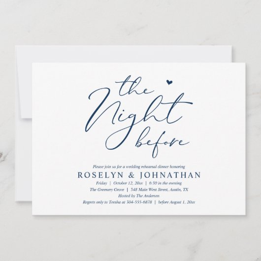 Het diner van de repetitie voor de romantische bru kaart (Voorkant)