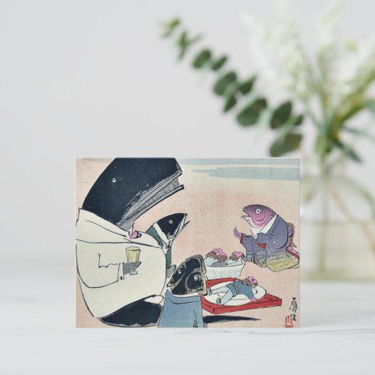 Het diner van de Russische zeelieden door Kobayash Briefkaart (Staand voorkant)