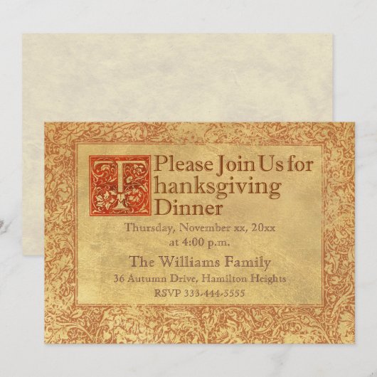 Het Diner van de Thanksgiving Feestdagenkaart (Voorkant / Achterkant)