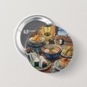 Het diner van mijn buurman ronde button 5,7 cm (Voorkant /achterkant)